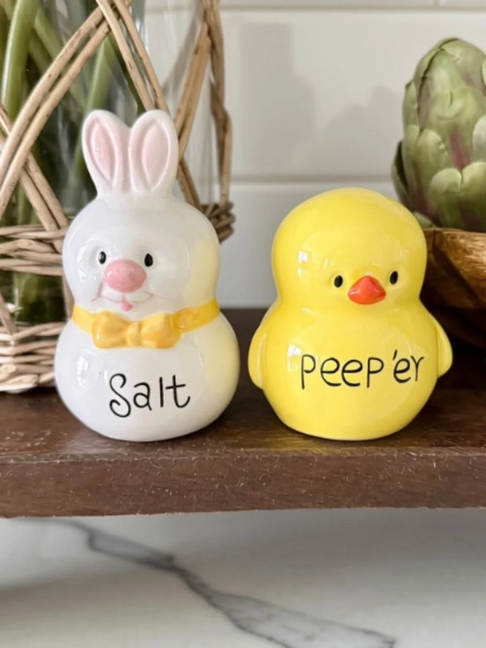 Ceramic Easter Bunny & Chick Salt & Pepper Shaker Set